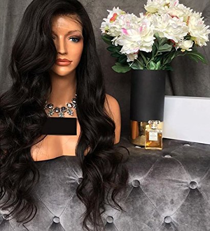 Full Lace Human Hair Wigs Grade 8A Glueless Brazilian Virgin Body Wave Lace Front Wig 150% Density Natural Color