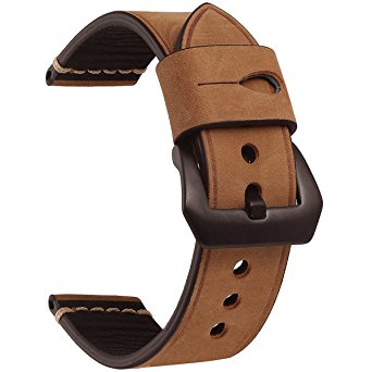 EACHE 20mm 22mm 24mm Oil-tanned/Crazy Horse/Vegetable-tanned Leather Replacement Watch Band Wrist Straps