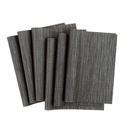 uxcell® Placemats, Heat Insulated Placemats Stain Resistant Anti-slip Washable PVC Table Mats 6pcs Pure Dark Gray