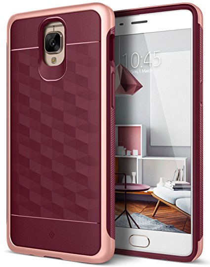 OnePlus 3T Case, Caseology [Parallax Series] Slim Dual Layer Protective Textured Geometric Cover Corner Cushion Design for OnePlus 3 Case / OnePlus 3T (2016) - Burgundy