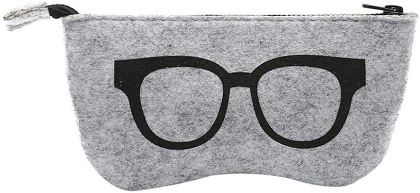 MoO1deer Storage Bags Wool Felt Women Glasses Eyewear Zipper Bag Storage Case Sunglasses Box Portable for Home - Black