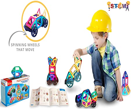 MAGNETIC BUILDING BLOCKS- 62PC Helping Boys And Girls To Easily Learn How To Creatively Build Magnetic Block Shapes Our Magnetic Building Blocks Set Is A Great Educational Magnetic Toy