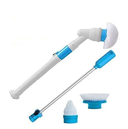 Electric Spin Scrubber, Cordless Tub and Tile Scrubber with 3 Replaceable Cleaning Scrubber Brush Heads, 1 Extension Arm and Adapter for Bathroom, Floor, Wall and Kitchen