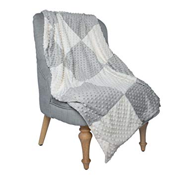 Boritar Super Soft Throw Blanket with Minky Raised Dotted, Grey 50"x60"