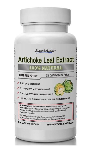 #1 Artichoke Leaf Extract - Powerful 600mg, 180 Capsules - Formulated and Manufactured in USA - 100% Money Back Guarantee