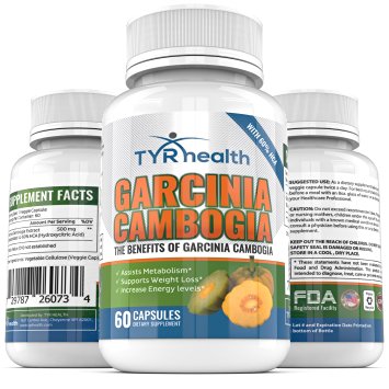 TYR Health Garcinia Cambogia Advanced Weight Loss Supplement (60 Veggie Capsules) - Safe, Natural Appetite Suppressant with 60% HCA - Helps Burn Fat, Boost Metabolism & Curb Cravings
