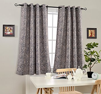 Mysky Home Fashion Koru Design Print Thermal Insulated Blackout Curtain with Grommet Top for Living Room, 52 by 63 inch, Blue - 1 Panel
