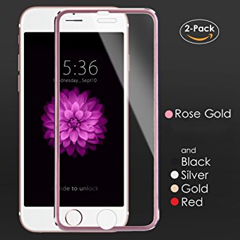 iPhone 8 / 7 / 6 Screen Protector Glass with Titanum Edge Rose Gold [2-Pack] 4.7" by miaim