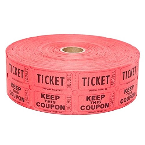 Red Double Raffle Ticket Roll, 2000/roll