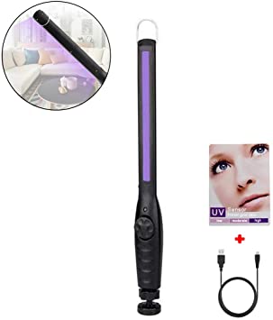 Millionhome Handheld UV Light Sanitizer, Rechargeable UV-C LED Germicidal Light Wand with UV Test Card, Portable for Travel, Home, Office, Baby, Car, Pet, Toilet(10w)