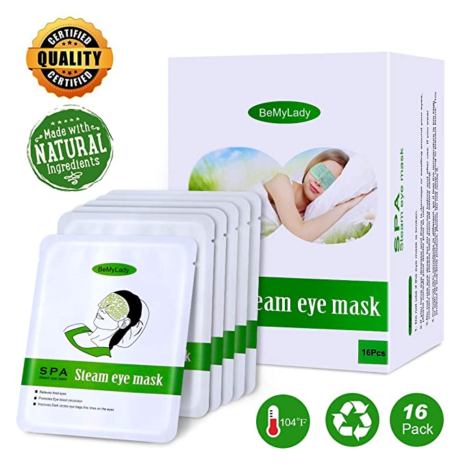 16 Packs Steam Eye Mask for Dry Eyes- Disposable Moist Heating Compress Pads for Sleeping, Relief Eye Fatigue