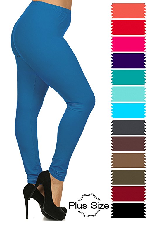 Evfalia Women's Solid Ultra Soft and Stretchy Full Length Basic Leggings Pants. Plus and Regular Sizes (S-XXL).