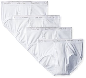 Calvin Klein Men's Underwear 4 Pack Cotton Classics Briefs, White, Large