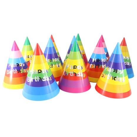 Birthday Party Hats for Kids, Birthday Party Supplies Rainbow Party Hats for Boys, Girls and Adults - 12 PCS