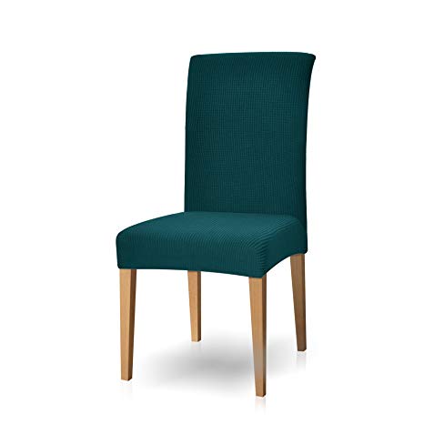 Subrtex Dyed Jacquard Stretch Dining Room Chair Slipcovers (4 Pieces, Turquoise Checks)