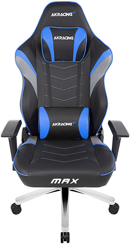 AKRacing Masters Series Max Gaming Chair with Wide Flat Seat, 400 Lbs Weight Limit, Rocker and Seat Height Adjustment Mechanisms with 5/10 Warranty - Blue