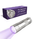 Best UV Flashlight - Pet Detective LED Ultraviolet Blacklight Reveals Hidden Dog And Cat Urine Stains The light is Solid Powerful yet Small