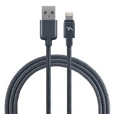 Tech Armor Premium Apple Certified Lightning Cable - 6 Feet- Space Gray - Tough-Braided Extra-Strong Jacket - Sync and Charge iPhone 6 iPhone 6 Plus iPhone 5 iPhone 5S iPhone 5C iPad 4 iPad Mini iPod Touch 5th Gen - Lifetime Warranty
