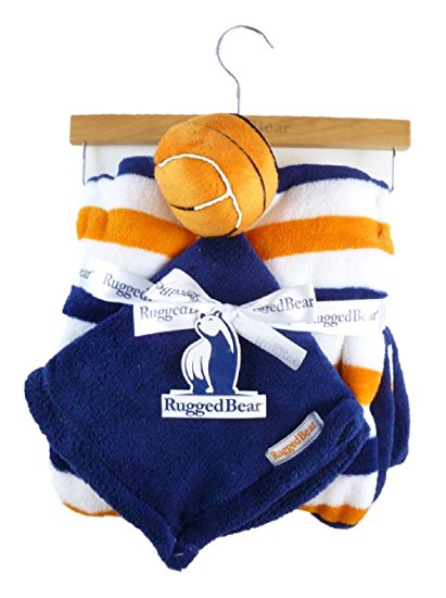 30" x 30" Fleece Sports Themed Baby Blanket Gift Set (Basketball)