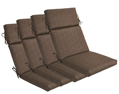 Bossima Indoor/Outdoor Coffee High Back Chair Cushion, Set of 4.Spring/Summer Seasonal Replacement Cushions.