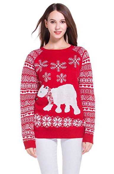 Women's Christmas Cute Snowflakes Knitted Sweater Girl Pullover
