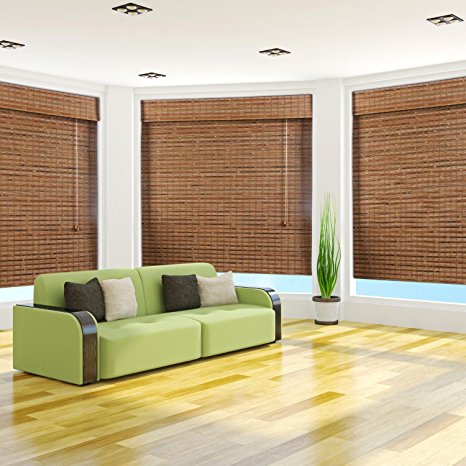 Arlo Blinds, Dali Native Light Filtering Bamboo Roman Shade with Valance - Size: 30"W x 54"H