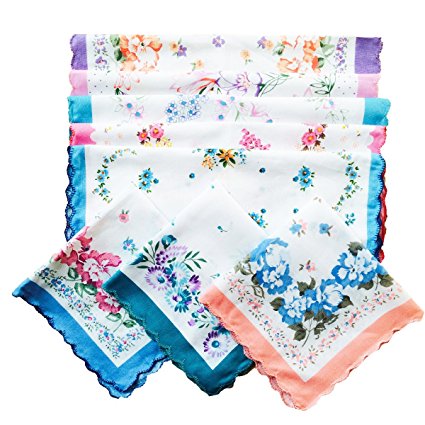 La closure Womens Vintage Floral Handkerchiefs Fabric Cotton Hankies