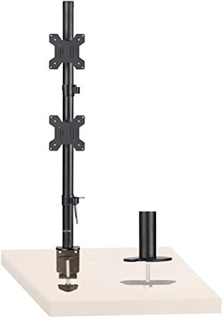 Suptek Dual LED LCD Monitor Stand up Desk Mount for 2 / Two Screens up to 27 inch Extra Tall 31.5" Pole Heavy Duty Fully Adjustable Stand Vertical Array (MD6802)