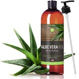 Aloe Vera Gel - 12 Oz - 9975 Organic Aloe Vera Gel made from 100 Pure Natural Certified Organic Aloe Vera Plant - FREE eBook 20 Recipes and Uses - Aloe for Face Hair Skin Sunburn Acne Eczema