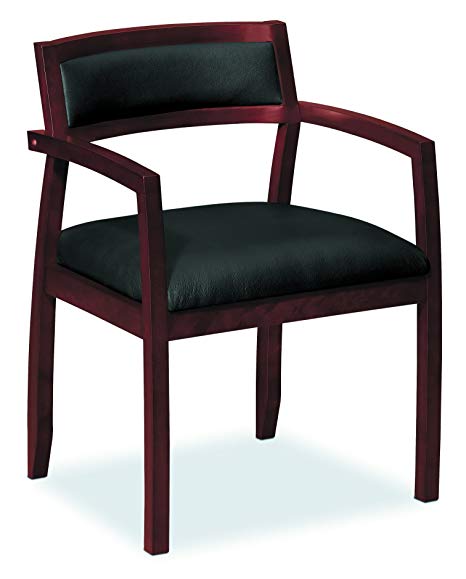 HON HVL852.N.SB11 Topflight Wood Guest Chair -  Leather Seated Guest Chair with Arms, Office Furniture, Mahogany Finish (VL852)