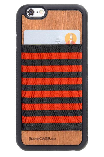 jimmyCASE® iPhone 6/6s Wallet Case - Ultra Slim Protective Credit Card Carrying Case (Orange & Gray Stripe)
