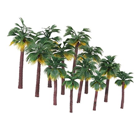 WINOMO 12pcs Plastic Artificial Trees Layout Rainforest Palm Tree Diorama Scenery