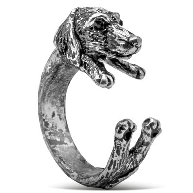 Dachshund Dog Ring in Silver Tone by Silver Phantom Jewelry - Adjustable Size 6 7 8