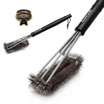 Safe BBQ Grill Brush Cleans Your BBQ Grills and Makes Food Safe 3 Super Stainless Brushes In 1 Perfect For Char-Broil Charcoal Grill and Infrared Grills Love It Or Your Money Back - Sun Via