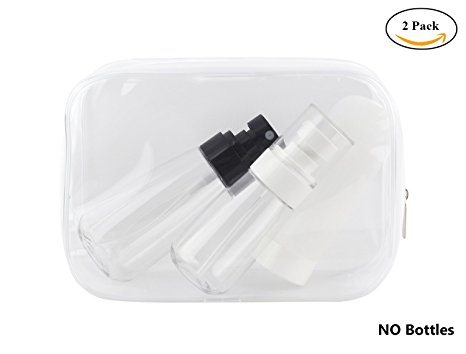 BeeChamp 2pcs Quart Sized Clear PVC Cosmetic Case, TSA Airline Compliant Travel Toiletry Bags for Liquids Bottles