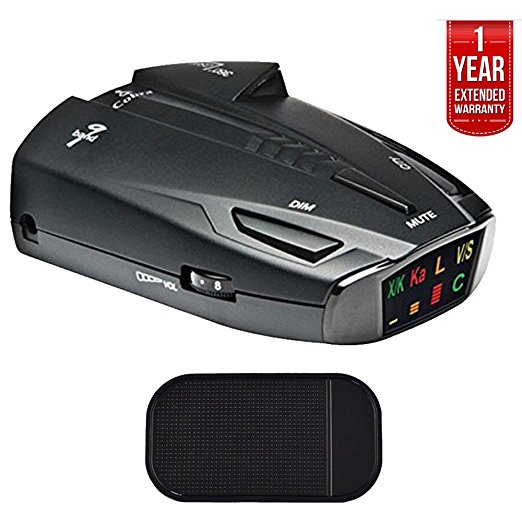 Cobra ESD7570 9-Band Performance Radar/Laser Detector with 360 Degree Detection with Car Mat Bundle   1 Year Extended Warranty