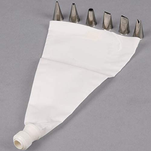 Reusable Pastry Bags - Piping Bags - 8 Piece Cake Pastry Decorating Set - Couplers w/Cotton Coated Bag Tube Set Includes 6 Stainless Steel Icing Frosting Tips -1 Coupler