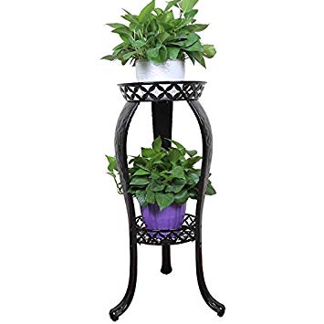 Metal Potted Plant Stand, 32inch Rustproof Decorative Flower Pot Rack with Indoor Outdoor Iron Art Planter Holders Garden Steel Pots Containers Supports Corner Display Stand