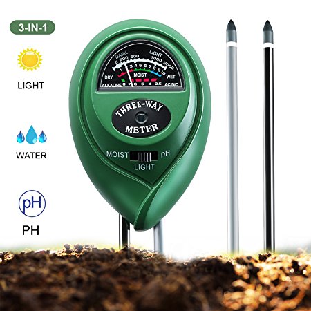 Soil pH Meter,Nicpay 3-in-1 Soil pH and Moisture, Light Intensity Meter Plant Tester for Gardening, Plants Growth, Lawn Care&Easy Read Indicator