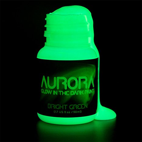 Glow in the Dark Paint, 1.7 oz (50ml), Aurora Bright Green, Non-Toxic, Water Based, by SpaceBeams