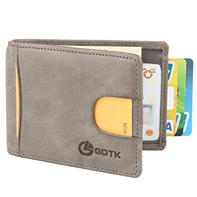 GDTK RFID Blocking Leather Slim Minimalist Wallet Front Pocket Money Clip