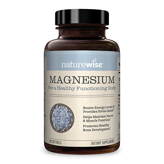 NatureWise Magnesium Essential Mineral Supplement for Blood Pressure, Mood, and Migraine Support, Natural Aquamin Magnesium Supplement from Seawater (Packaging May Vary) [1 Month Supply – 90 Softgels]