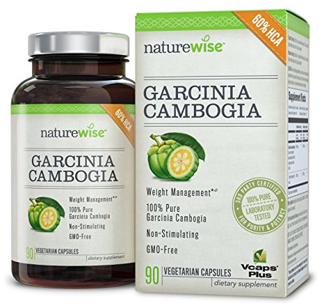 NatureWise Garcinia Cambogia Extract (Not Synthetic Like All 80% or 95% HCA Products), Natural HCA Appetite Suppressant and Weight Loss Supplement, 500 mg, 90 count