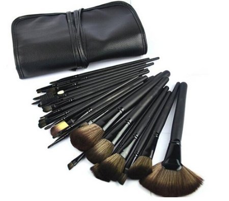 ZJKC 32pcs Elegant Professional Useful Makeup Cosmetic Brush Set Tools with Black Leather Case Wool Hair