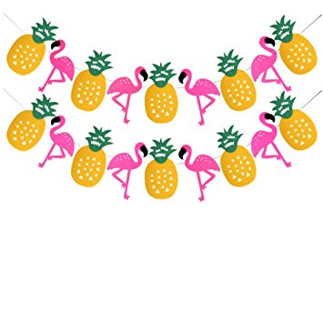 Tropical Party Decorations Banner Flamingo Pineapple For Luau Hawaiian Summer Party Supplies