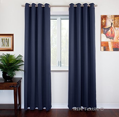 NIM Textile Grommet Curtains Thermal Insulated Blackout Drapes, 140"W x 96"L, 2-Panels Set, Blue, Sofiter Collection