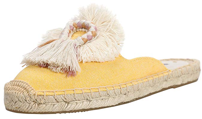 U-lite Women's Spring Summer Tassel & Fluffy Ball Canvas Mule Shoes Espadrilles Slides
