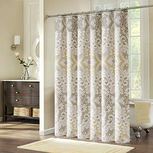 Ufriday Rome's Life Pattern Shower Curtain Fabric Polyester Water Proof Mildew-Free, Paisley Print Bath Curtain Extra Long with Rust Proof Metal Grommets, Neutral Colors, 72-inch x 78-inch