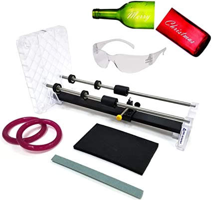 Creator's Glass Bottle Cutter DIY Machine Kit - HAPPY NEW YEAR EVERYONE - Made In The USA - Highest Quality Parts - Includes Carbide Cutter, Ruler, Ball Bearing Rollers, Safety Glasses - Craft Beer/Liquor/Wine Bottles
