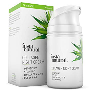 Collagen Night Anti Aging Cream - Anti Wrinkle Moisturizer for Face & Neck- Helps Reduce Appearance of Wrinkles & Fine Lines - Natural & Organic - Vitamin C & Hyaluronic Acid - InstaNatural - 1.7oz